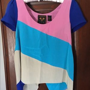 Jamison 100% Silk Colorblock Top